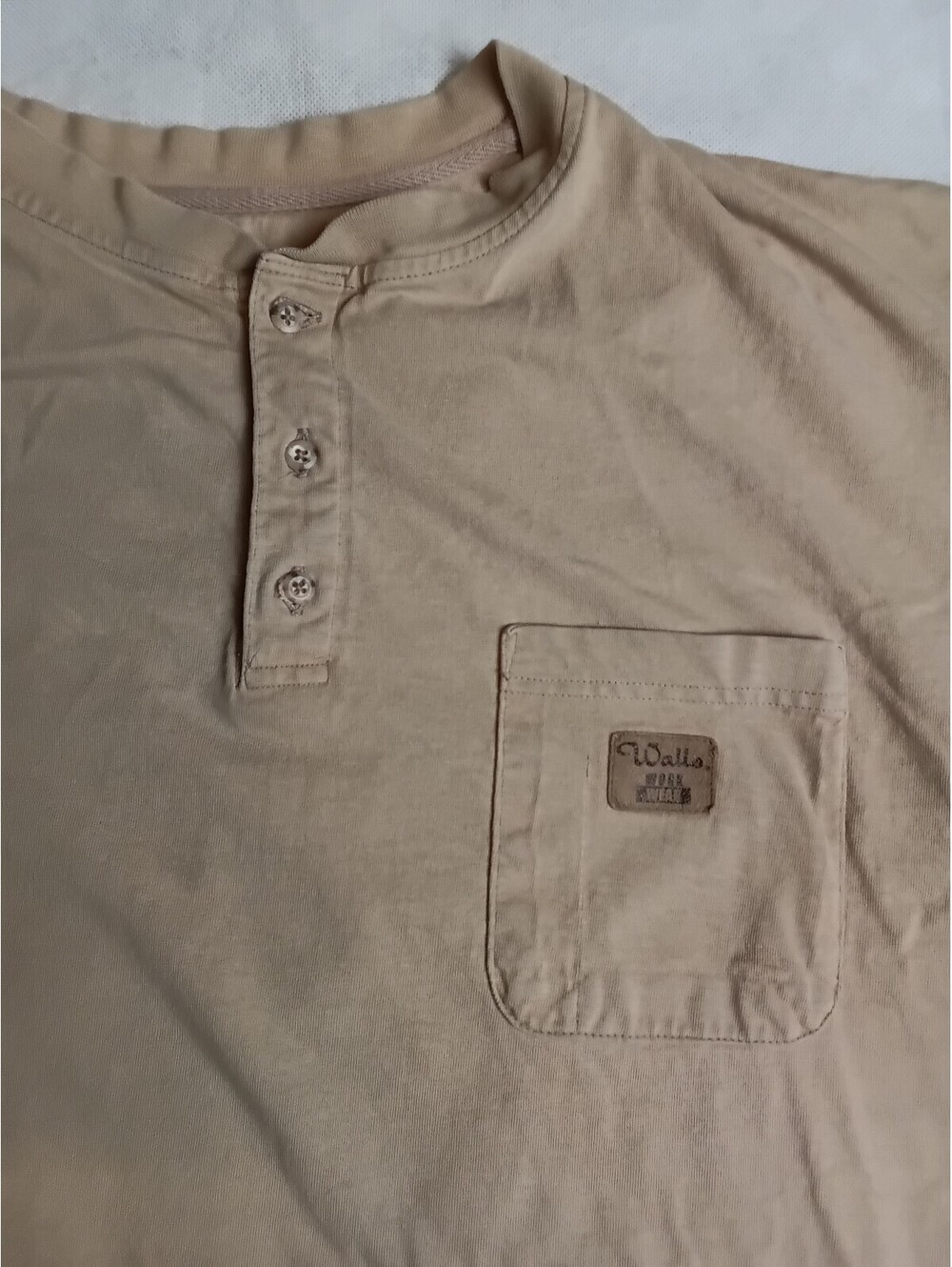 Walls Work Wear Henley T-Shirt XL Beige Cotton Casual Utility